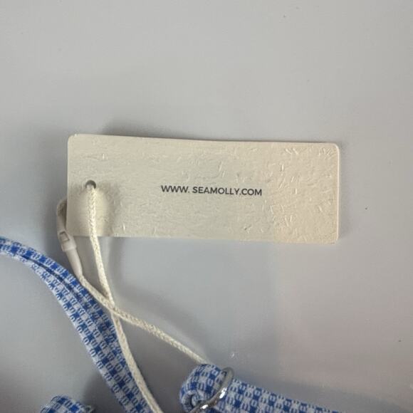 Seamolly Blue White Gingham Check Seashell Tie Sides Bikini Swimsuit XS NWT - Picture 10 of 12